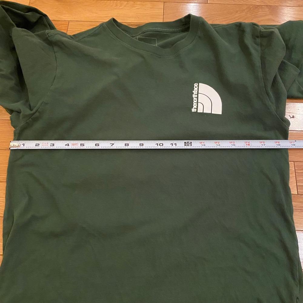 The North Face Mens Long Sleeve T Shirt Green Logo Exploration Tee Size S - Picture 4 of 5